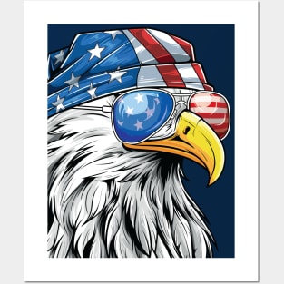 Bald Eagle Bandana and Sunglasses Posters and Art